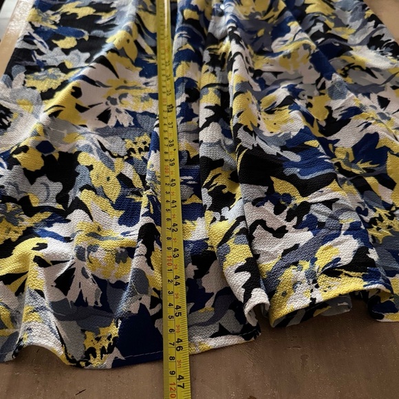 ALISON ANDREWS | Chic Floral Midi Dress Blue Yellow Button Down Short Sleeve - Picture 10 of 11